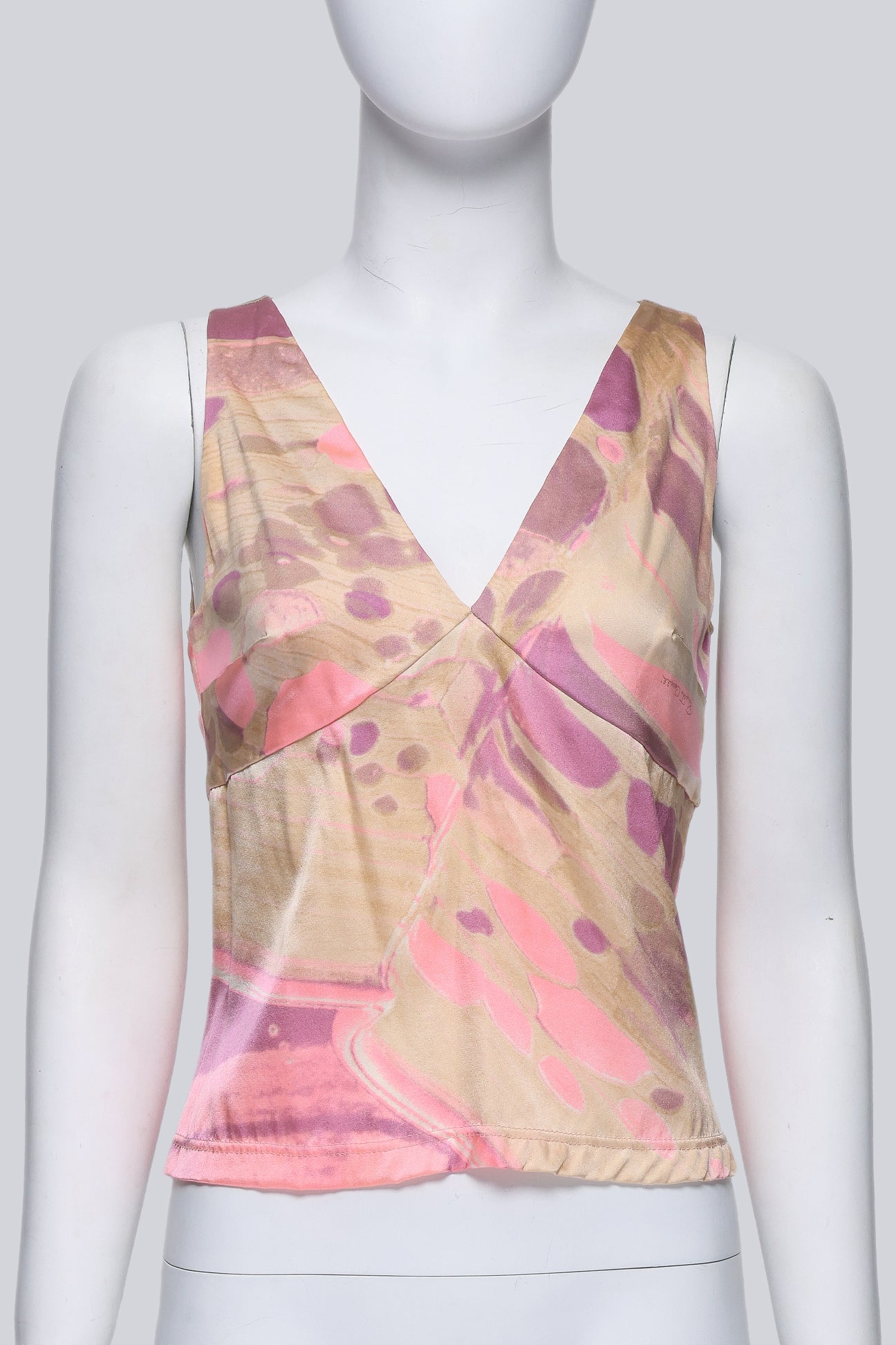 ROBERTO CAVALLI - A PINK AND PURPLE PRINTED TANK TOP