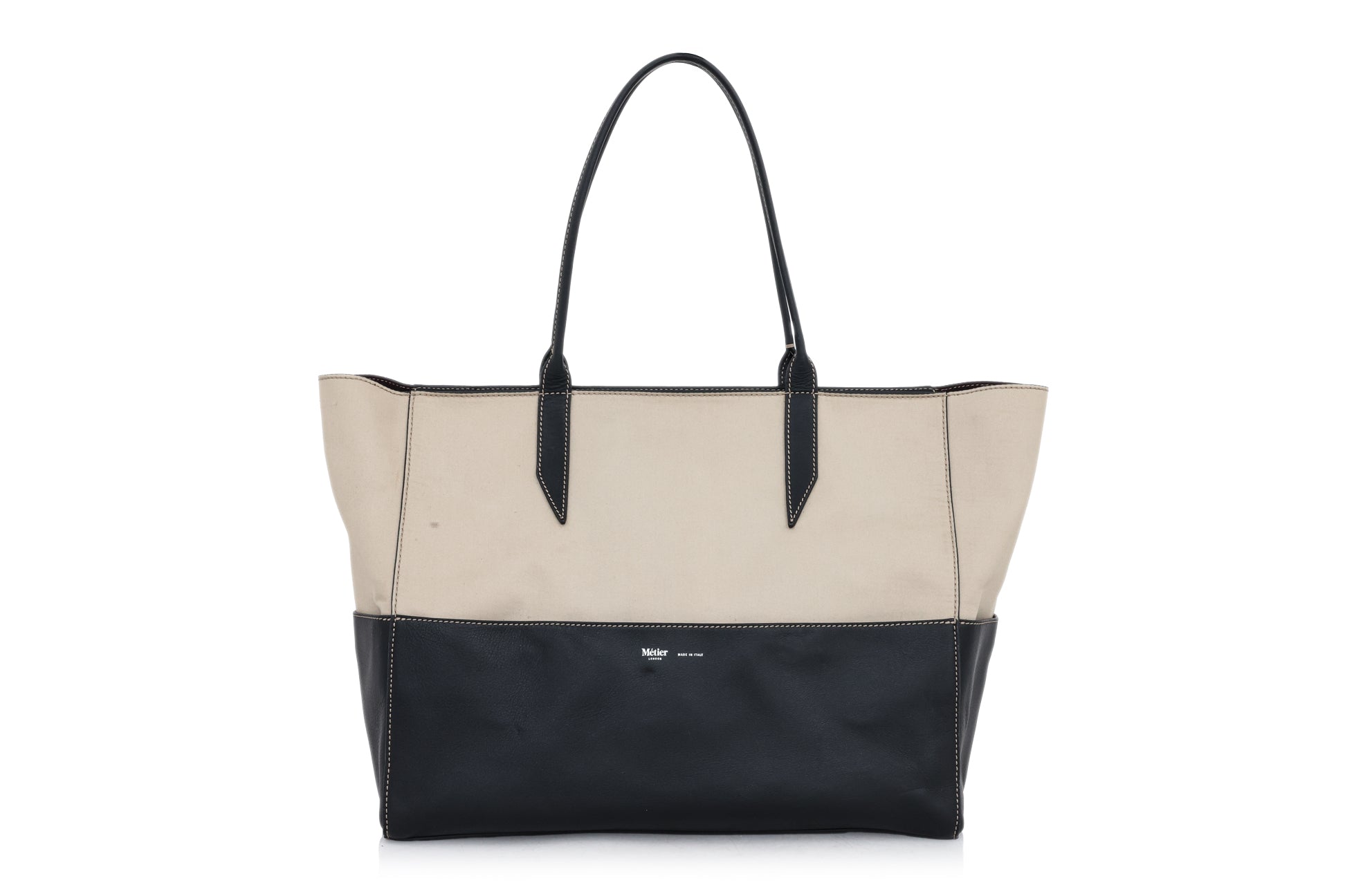 MÉTIER LONDON - A LINEN AND LEATHER 'INCOGNITO' TOTE BAG