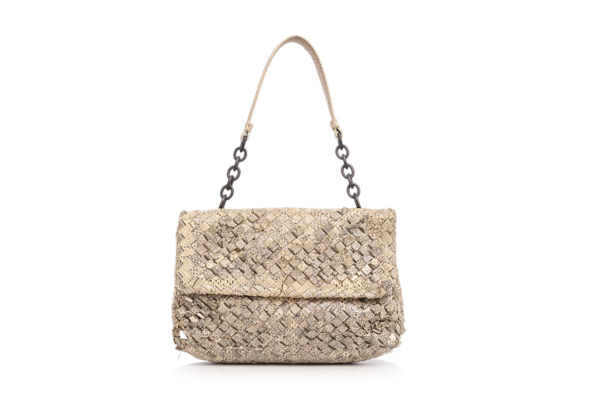 BOTTEGA VENETA – A NATURAL SNAKESKIN INTRECCIATO 'OLYMPIA' BAG