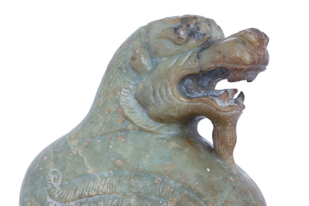 TWO GREEN JADE CARVINGS