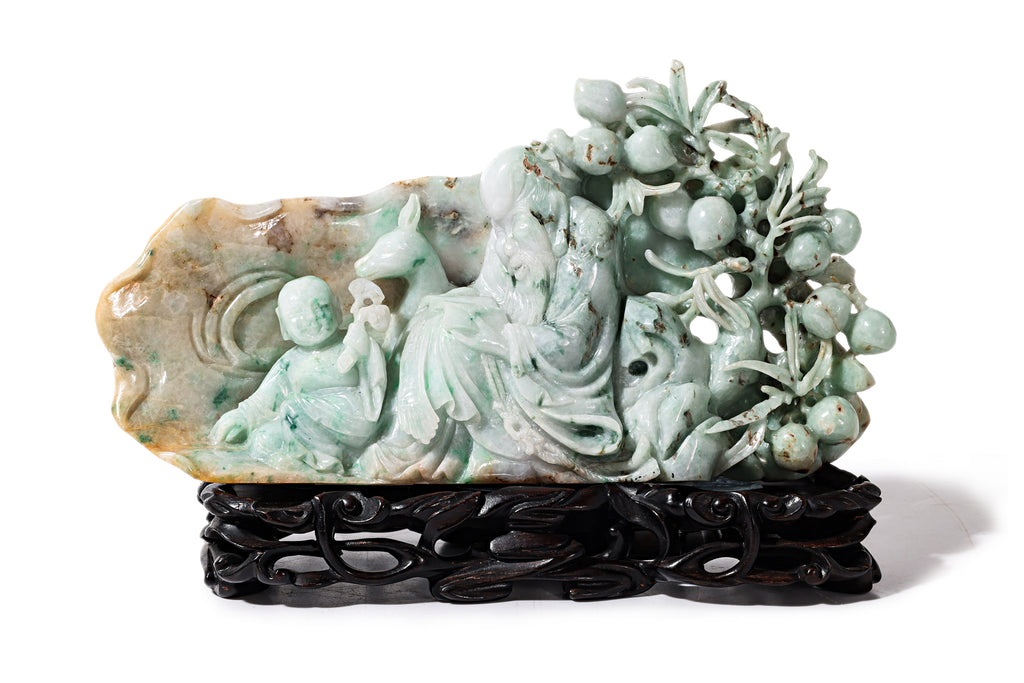 A JADEITE CARVING OF SHOULAO