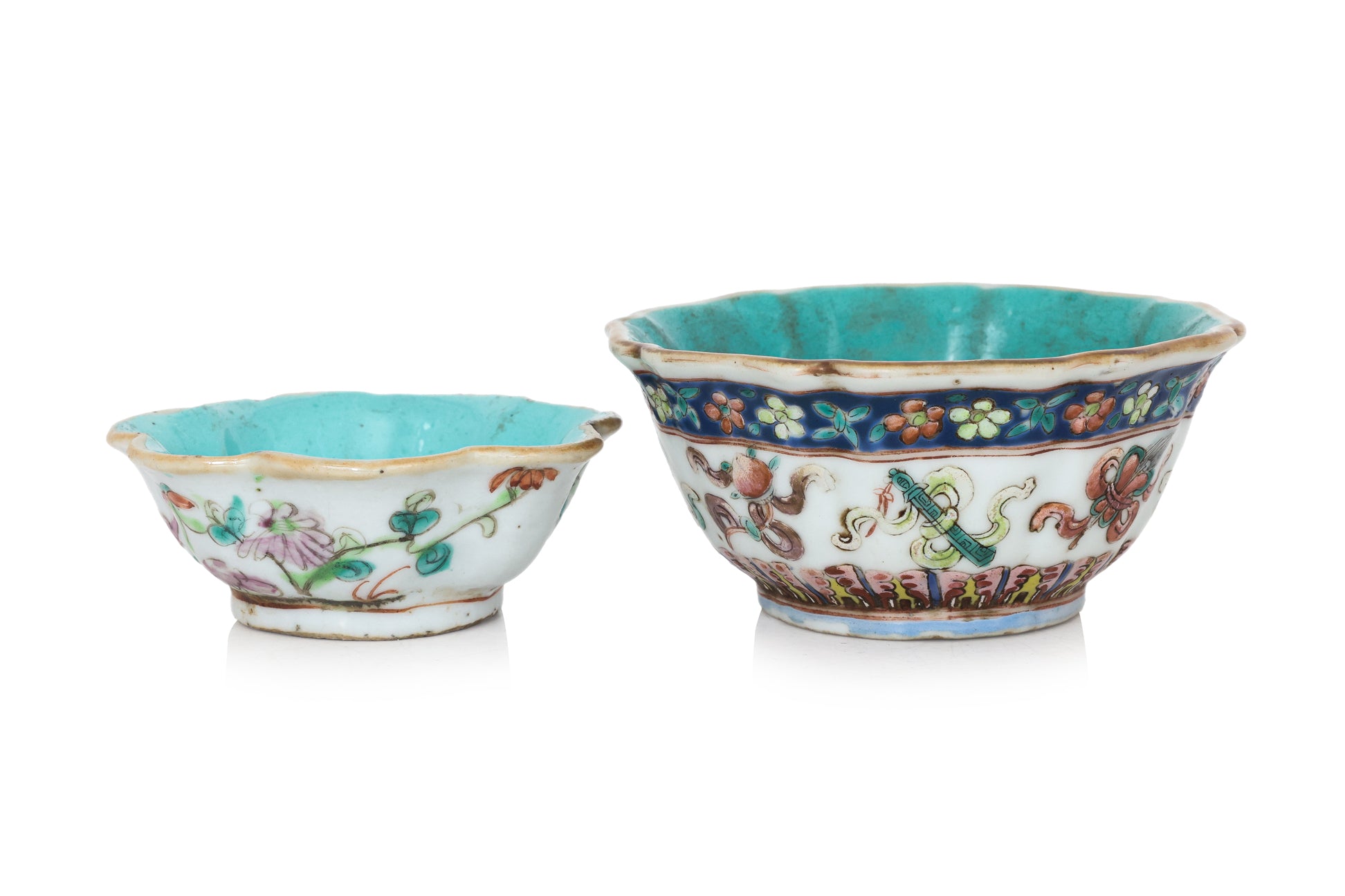 TWO FAMILLE ROSE PORCELAIN BOWLS