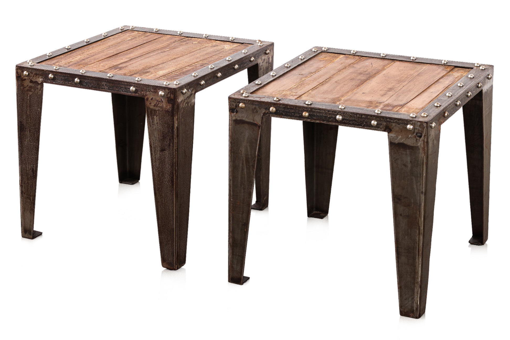A PAIR OF INDUSTRIAL STYLE SIDE TABLES