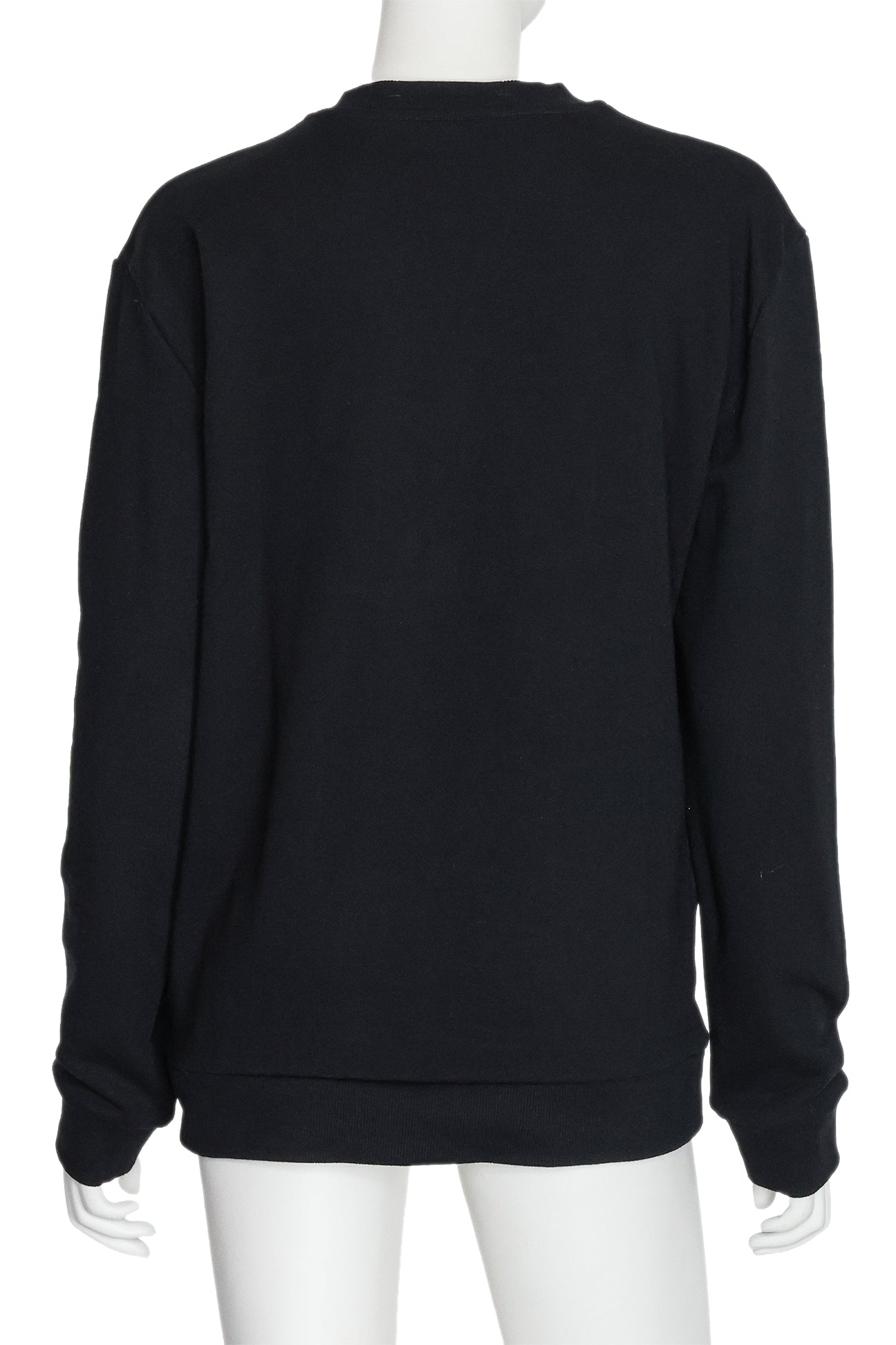 CHRISTOPHER KANE - A BLACK SWEATSHIRT WITH SEQUIN HIBISCUS FLOWER MOTIF