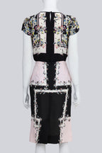 ERDEM - A PINK AND BLACK SILK GEOMETRIC FLORAL SET