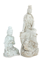 TWO BLANC DE CHINE GLAZED GUANYIN FIGURES