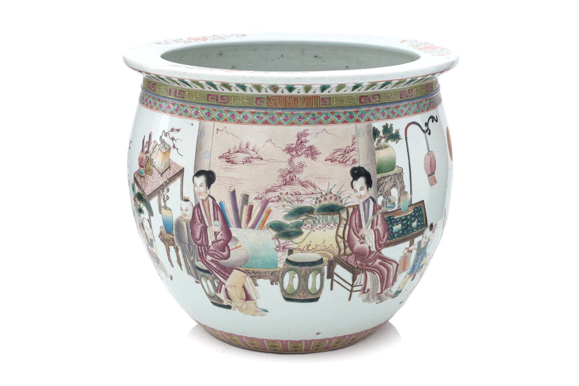 A LARGE FAMILLE ROSE PORCELAIN JARDINIERE