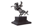 A BURMESE WHITE METAL MODEL OF FIGURES ON HORSEBACK