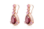 A PAIR OF PINK TOURMALINE, PINK SAPPHIRE AND DIAMOND DROP EARRINGS