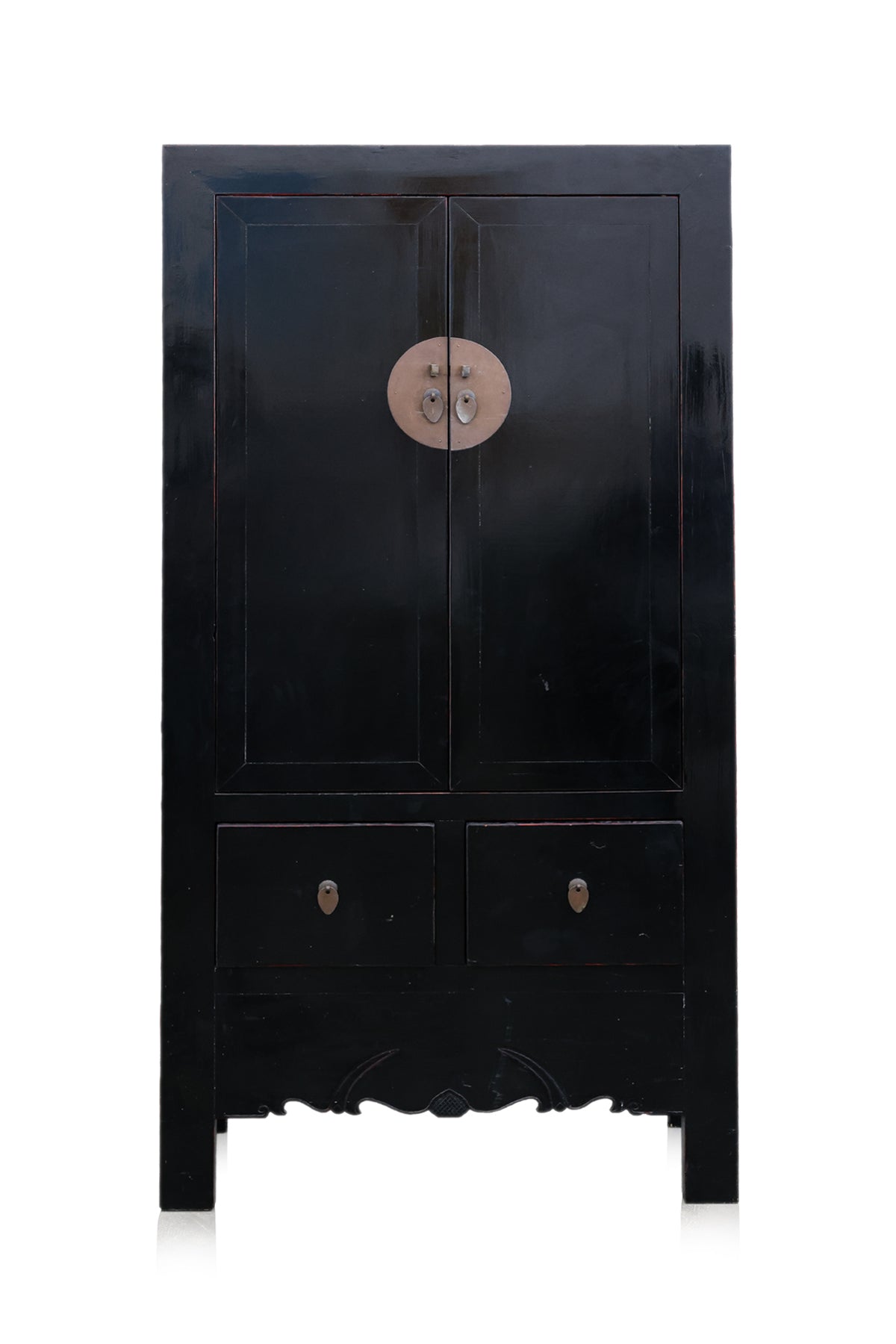 A CHINESE BLACK LACQUER WEDDING CABINET