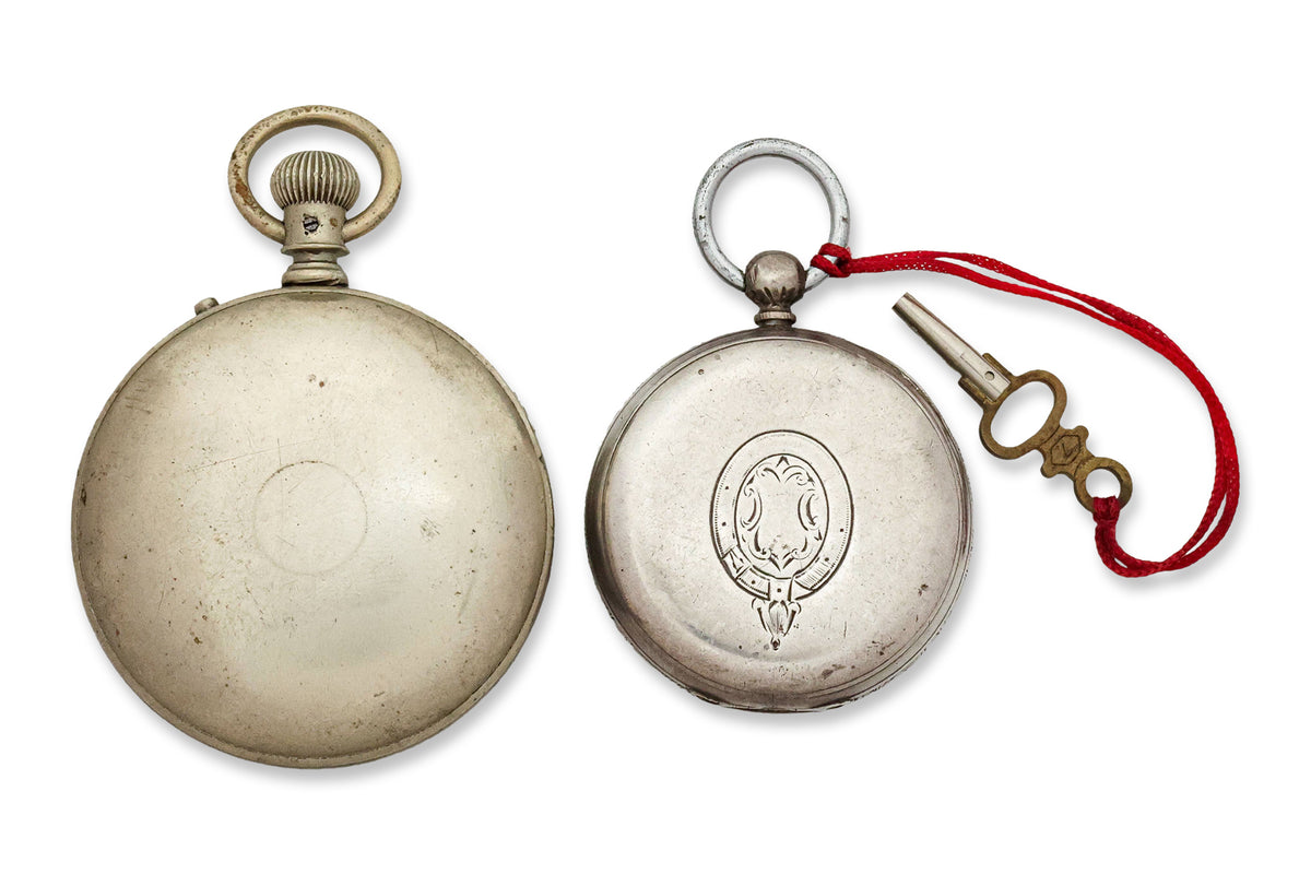 A SILVER AND A SILVER PLATED POCKET WATCH (2)