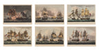 A GROUP OF SIX HAND-COLOURED ENGRAVINGS OF NAVAL BATTLES, JAMES JENKINS, C. 1830