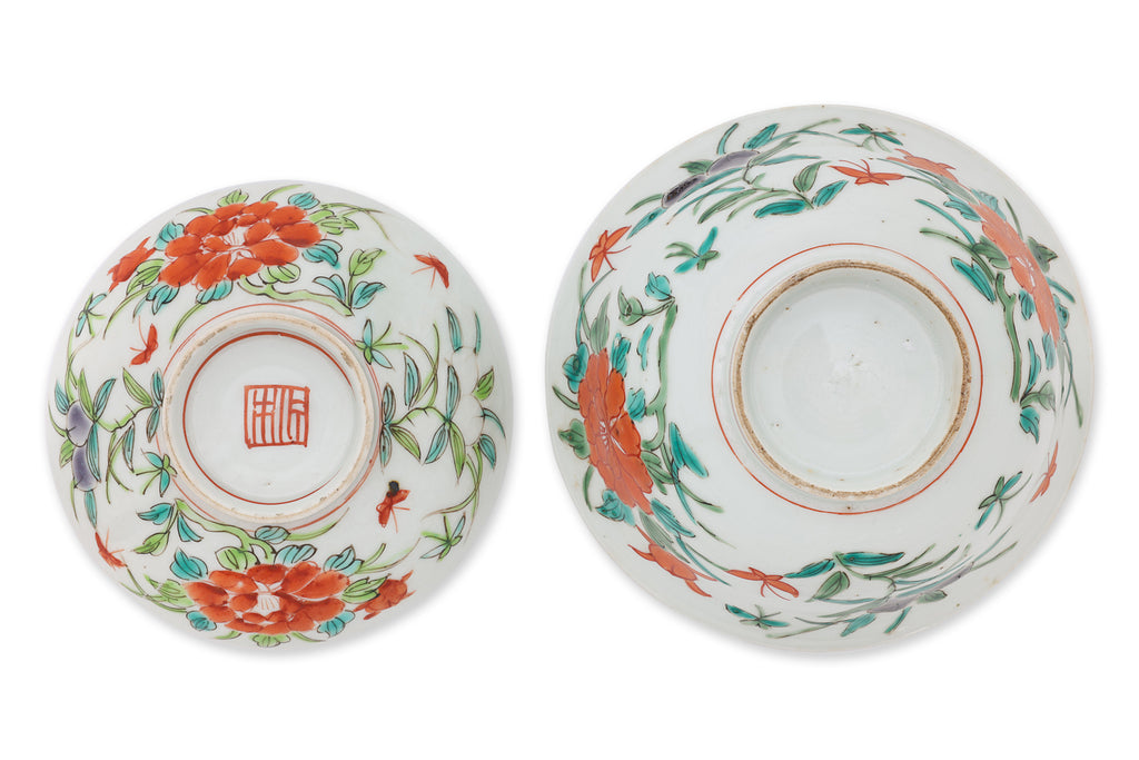 AN ENAMELLED PORCELAIN BOWL AND COVER