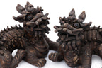 A PAIR OF SHIWAN POTTERY FOO LIONS