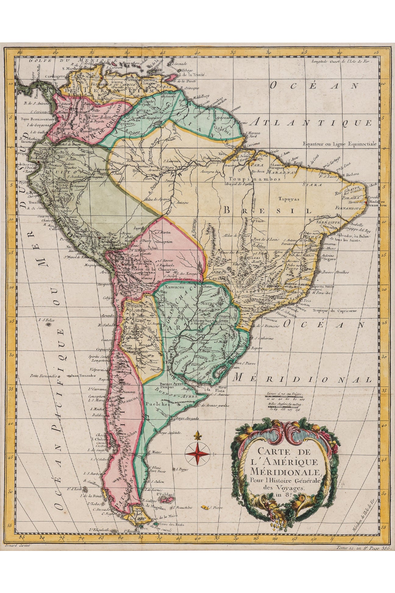 CARTE DE L'AMERIQUE MERIDIONALE, JACQUES-NICHOLAS BELLIN, 1746-1780