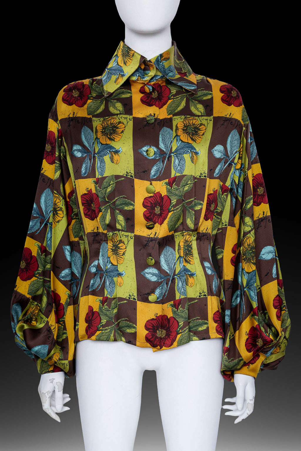 CHRISTIAN LACROIX - A FLORAL PRINT SILK BLOUSE
