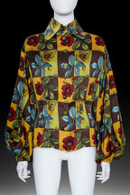 CHRISTIAN LACROIX - A FLORAL PRINT SILK BLOUSE