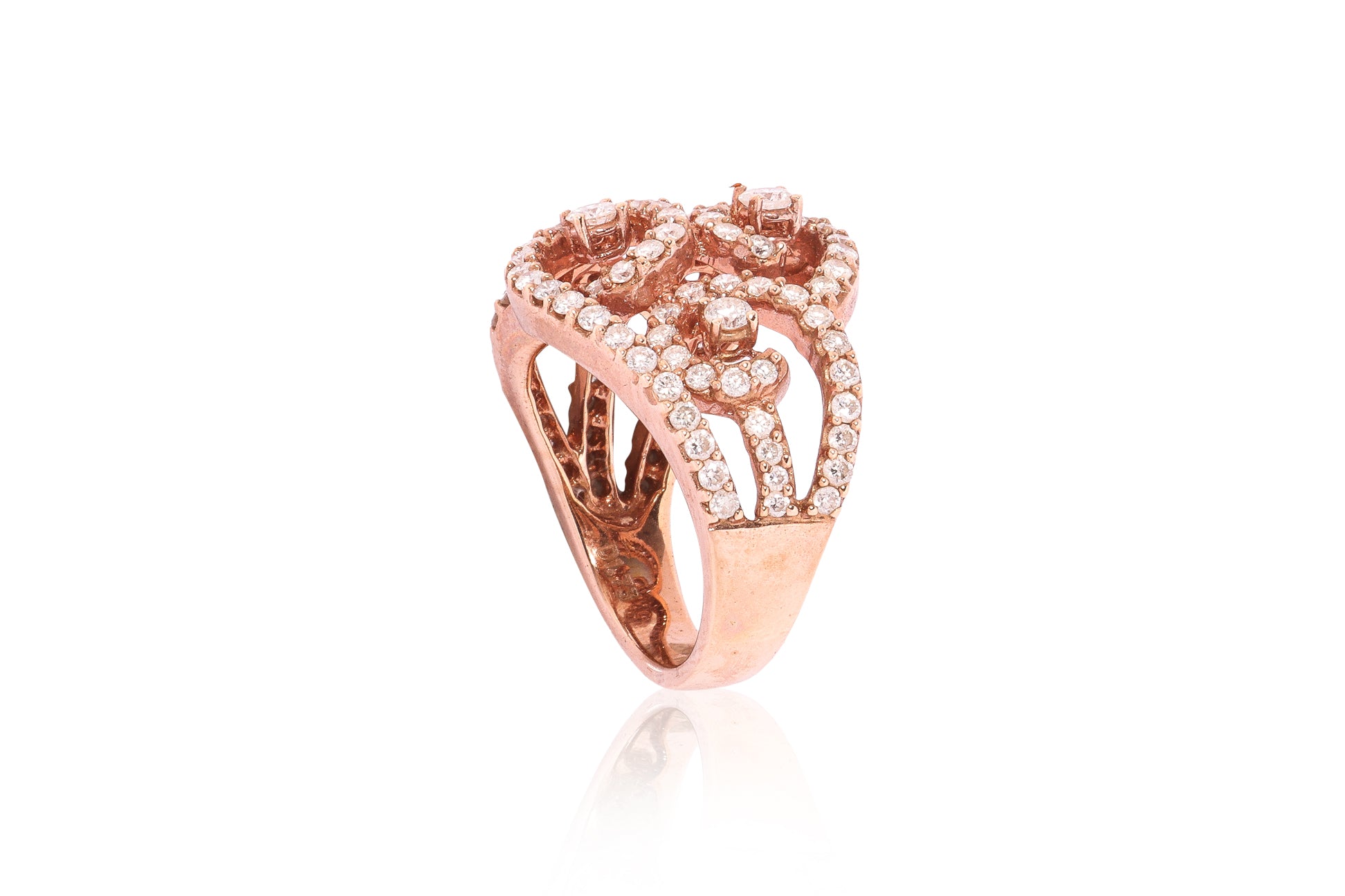 A DIAMOND SET OPENWORK RING