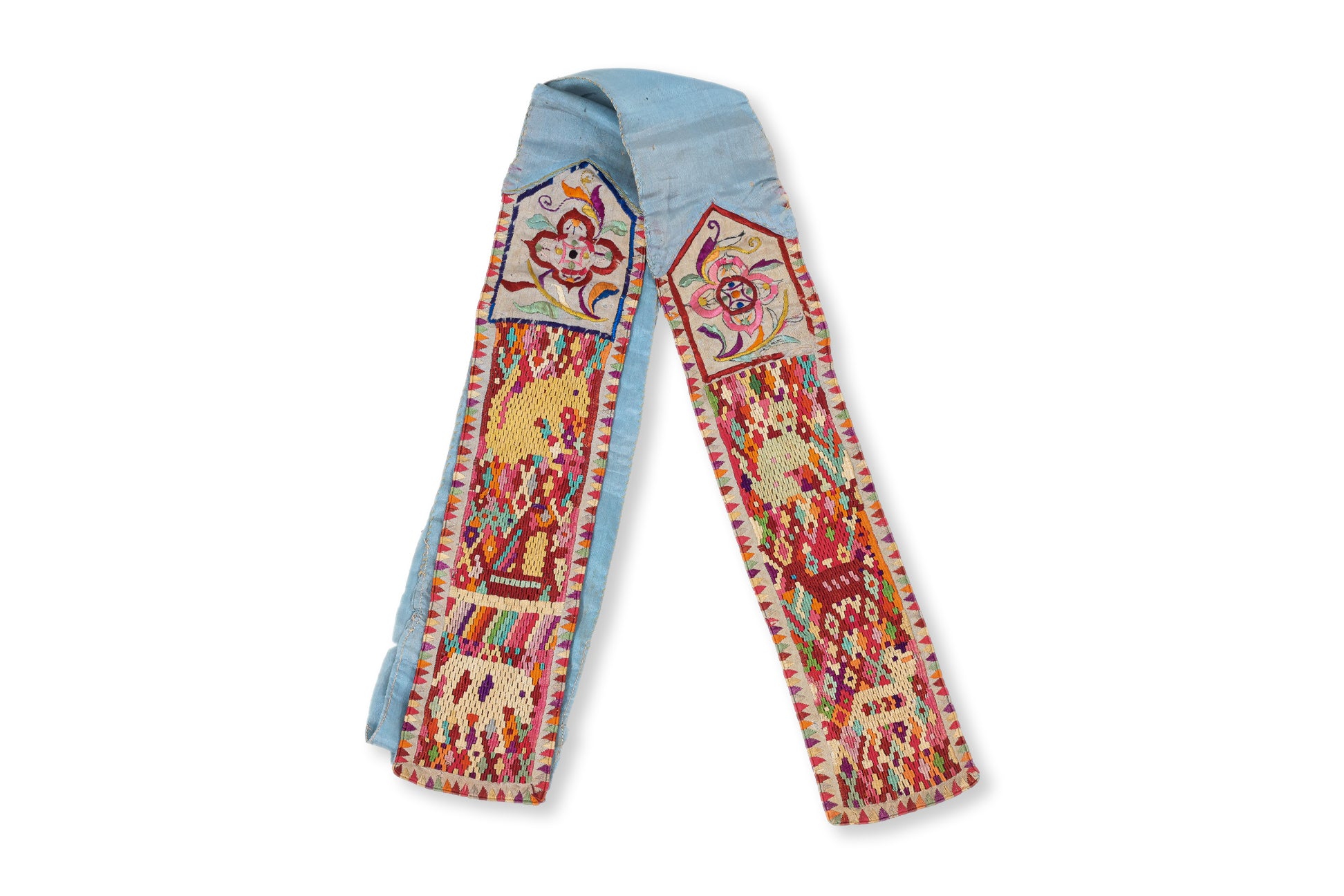 TWO SILK EMBROIDERED TEXTILES