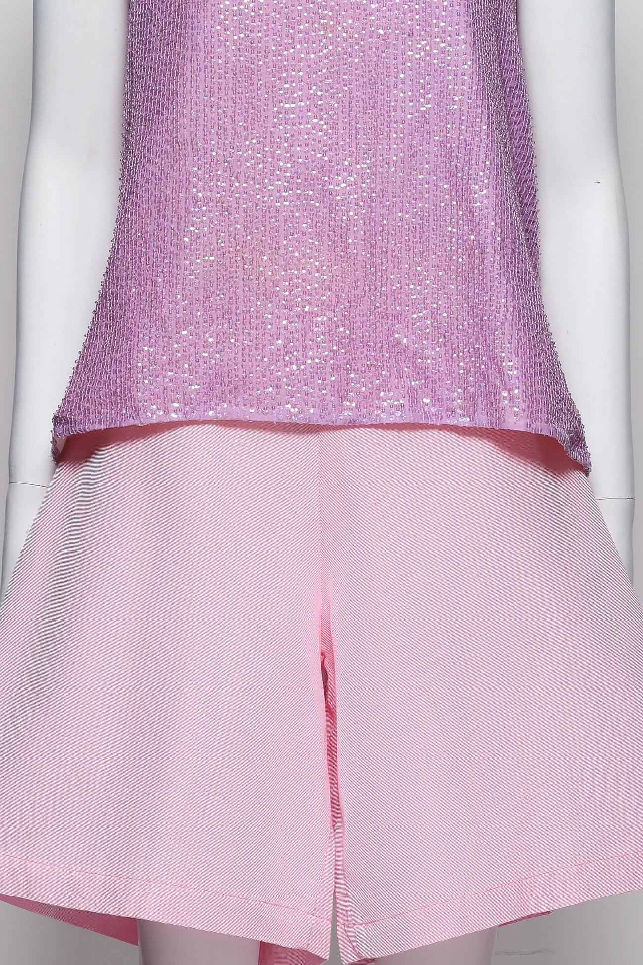 AKIRA – A LILAC BEADED BLOUSE AND PINK SHORTS