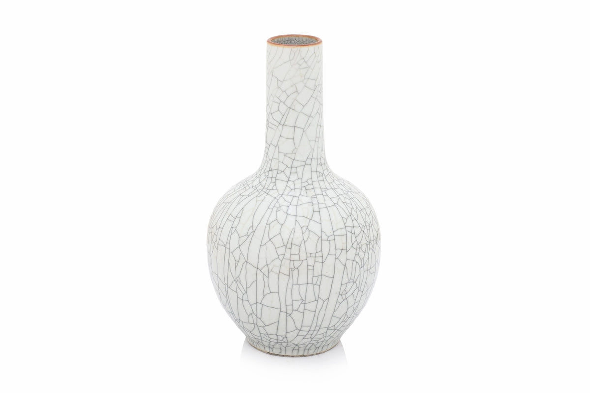 A CRACKLE-GLAZED PORCELAIN BOTTLE VASE