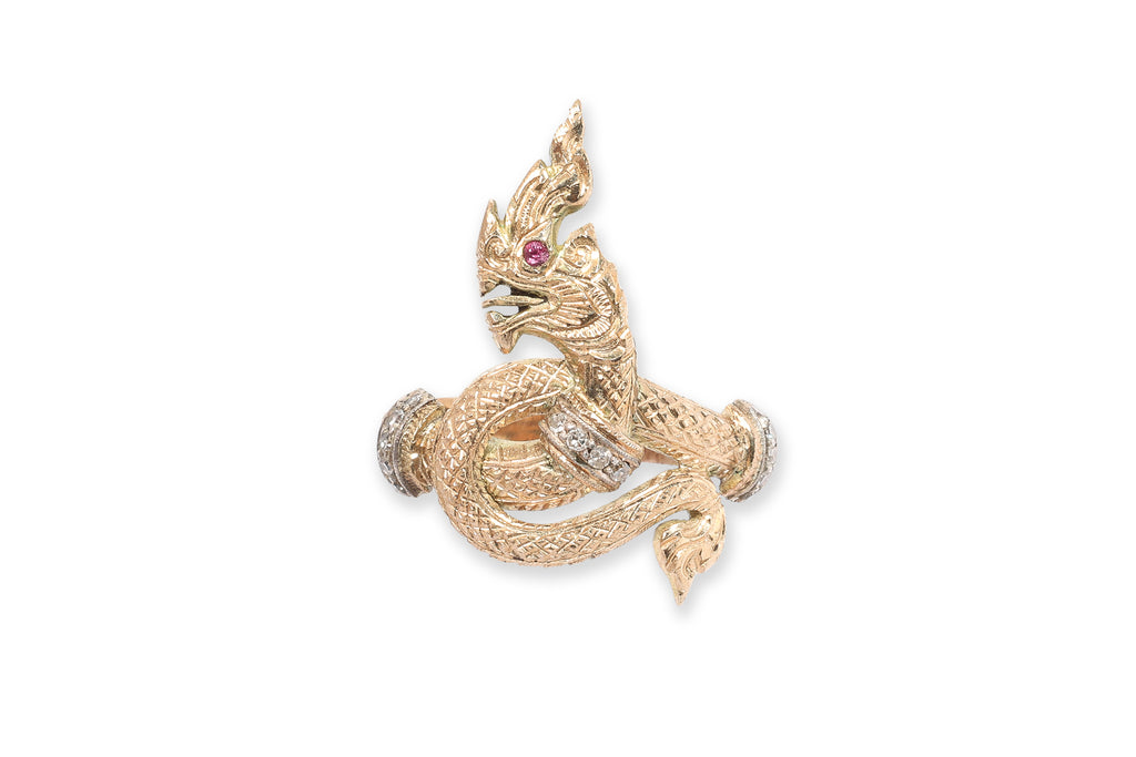 A GEM SET 'NAGA' RING