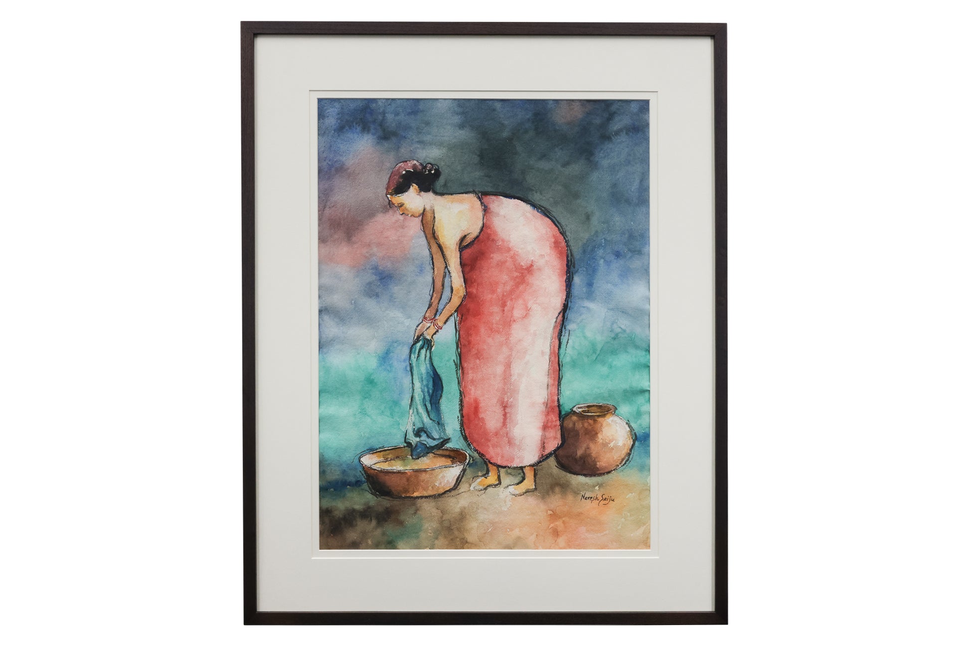 NARESH SAIJU (NEPALESE, XX-XXI) - STUDY OF A LADY WASHING