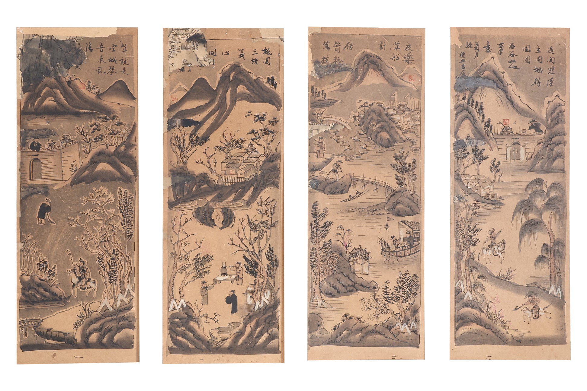 A SET OF FOUR 'THREE KINGDOMS' WOODBLOCK PRINT POSTERS