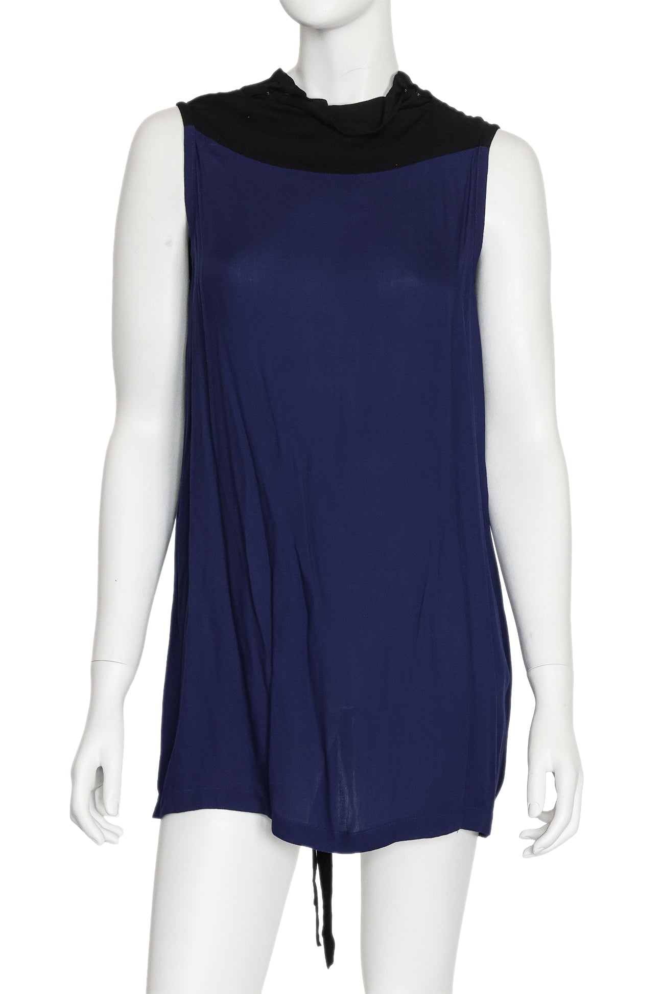ANN DEMEULEMEESTER - A NAVY AND BLACK SLEEVELESS TOP