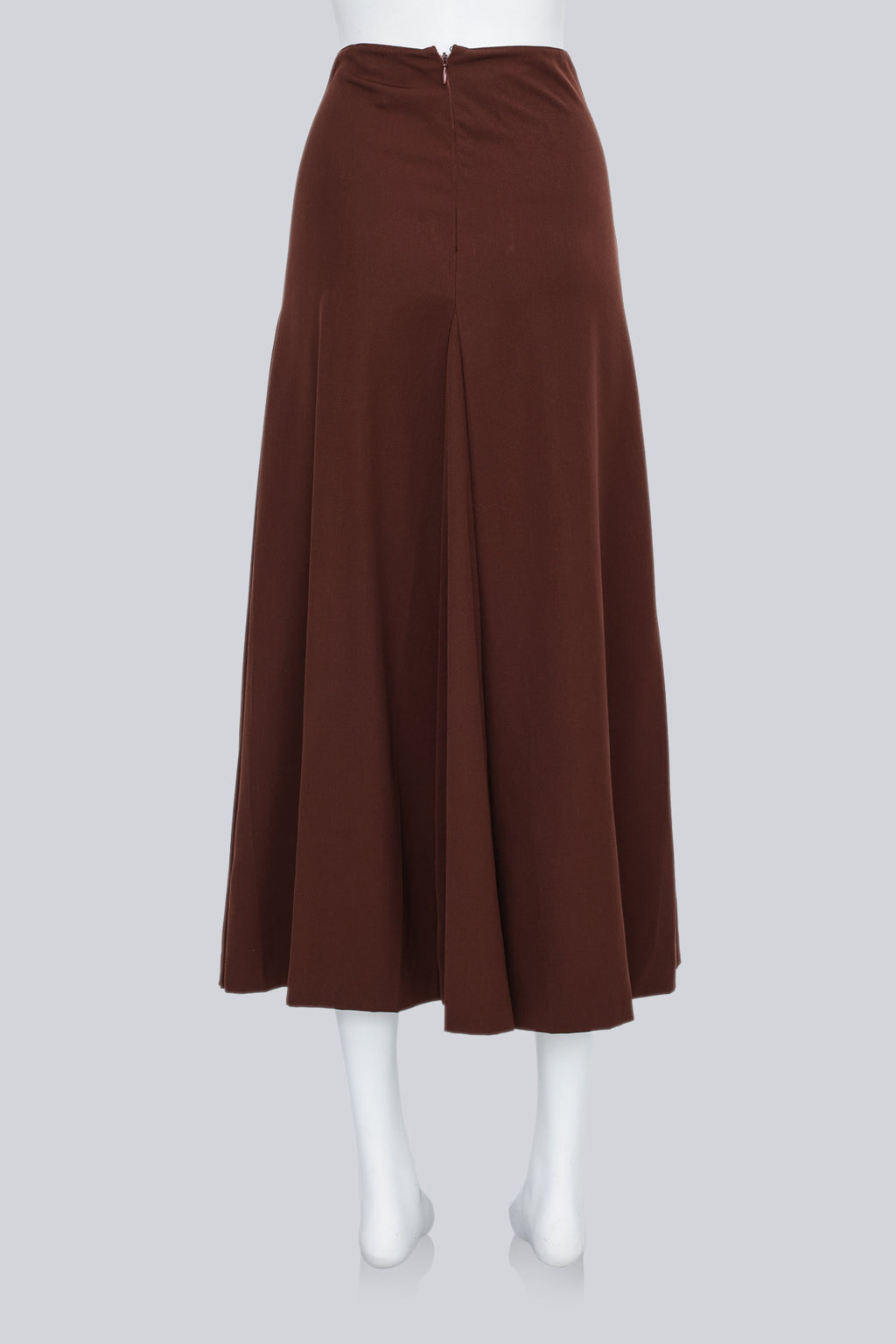 PRADA - A BROWN A-LINE GODET SKIRT