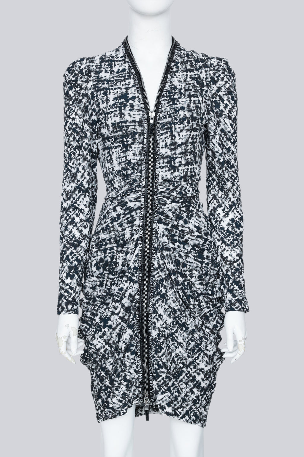 ALEXANDER MCQUEEN - A F/W 2011 ABSTRACT PRINTED ZIP UP DRESS