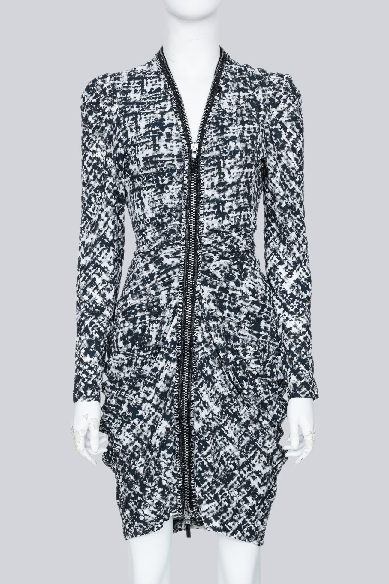 ALEXANDER MCQUEEN - A F/W 2011 ABSTRACT PRINTED ZIP UP DRESS