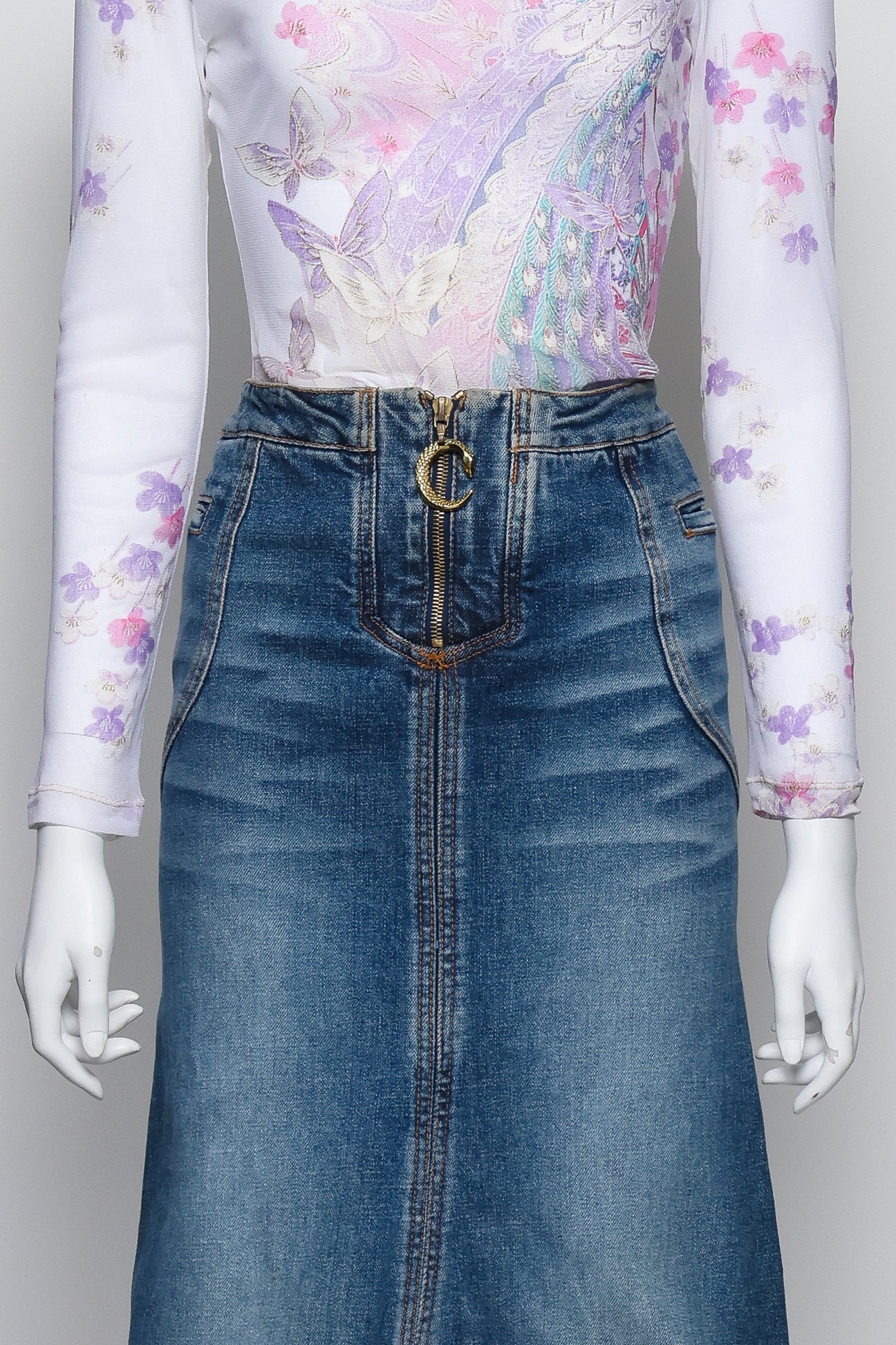 ROBERTO CAVALLI - A FLORAL DENIM ENSEMBLE