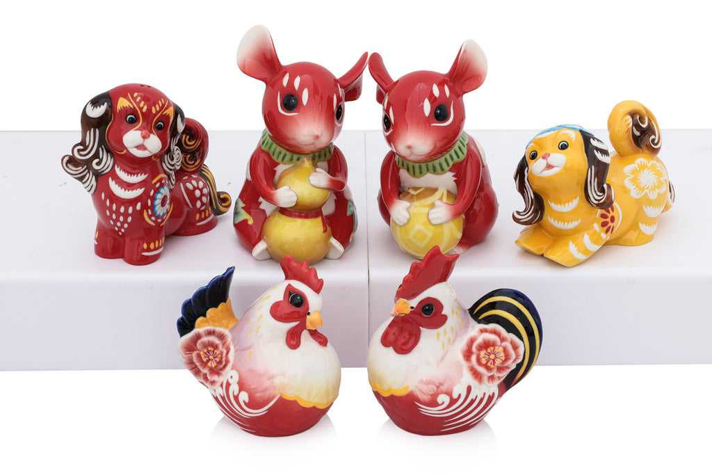 A GROUP OF SIX PAIRS OF FRANZ SALT AND PEPPER SHAKERS