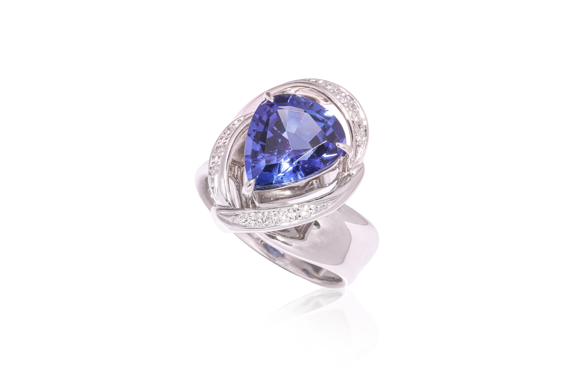 A TANZANITE AND DIAMOND 'ABSTRACT' RING