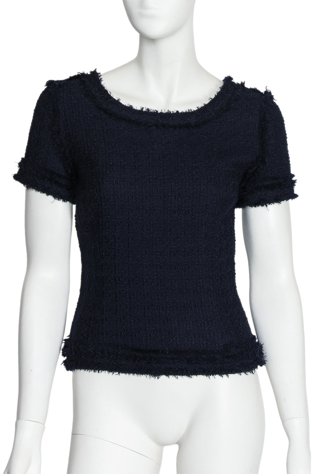 MICHAEL VAN DER HAM - A NAVY SHORT SLEEVE TEXTURED TOP