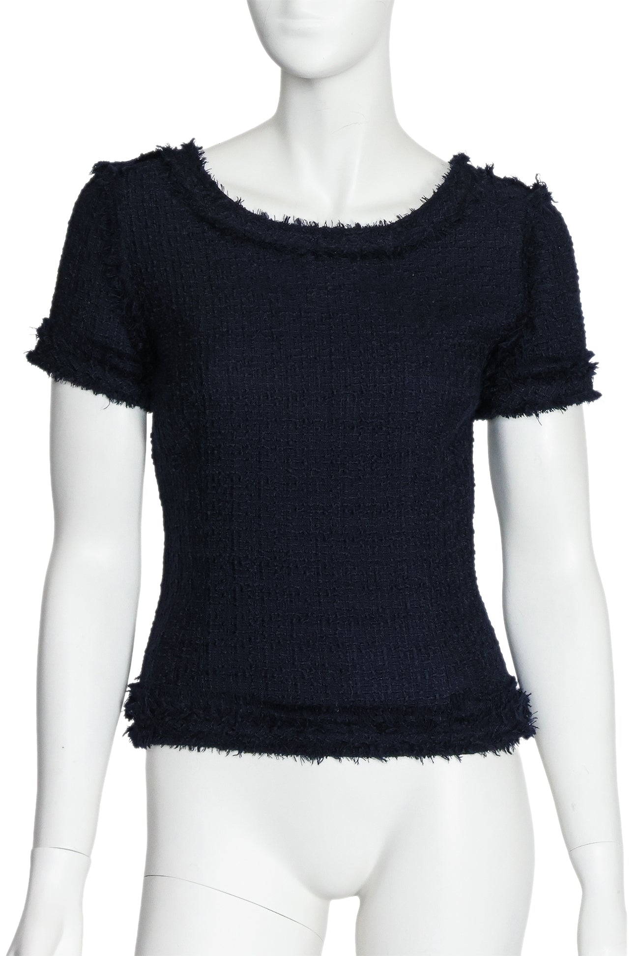 MICHAEL VAN DER HAM - A NAVY SHORT SLEEVE TEXTURED TOP