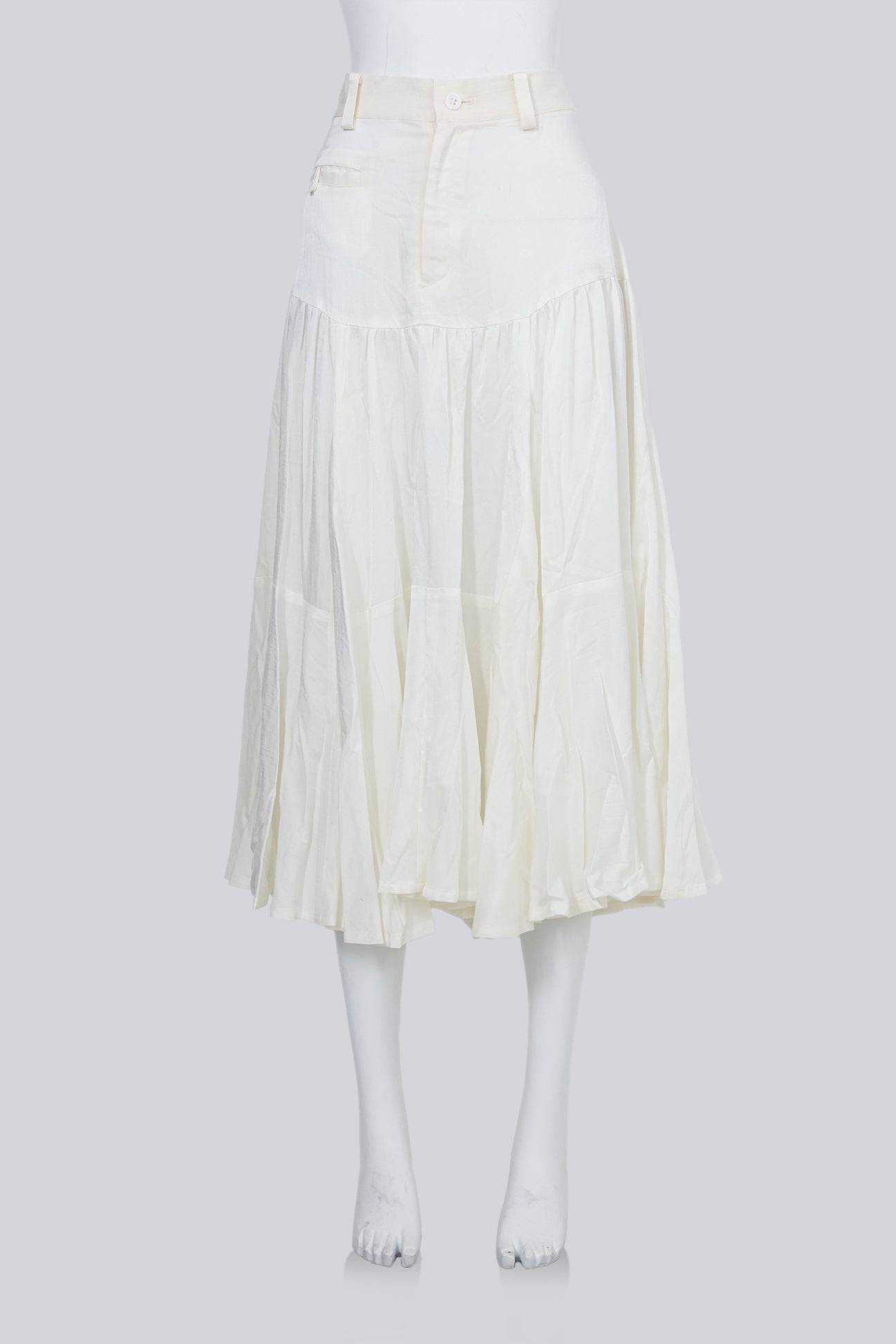 Y'S - A SHEER WHITE COASTAL LAYERED SKIRT