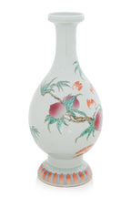 A FAMILLE ROSE 'PEACH AND BAT' BOTTLE VASE