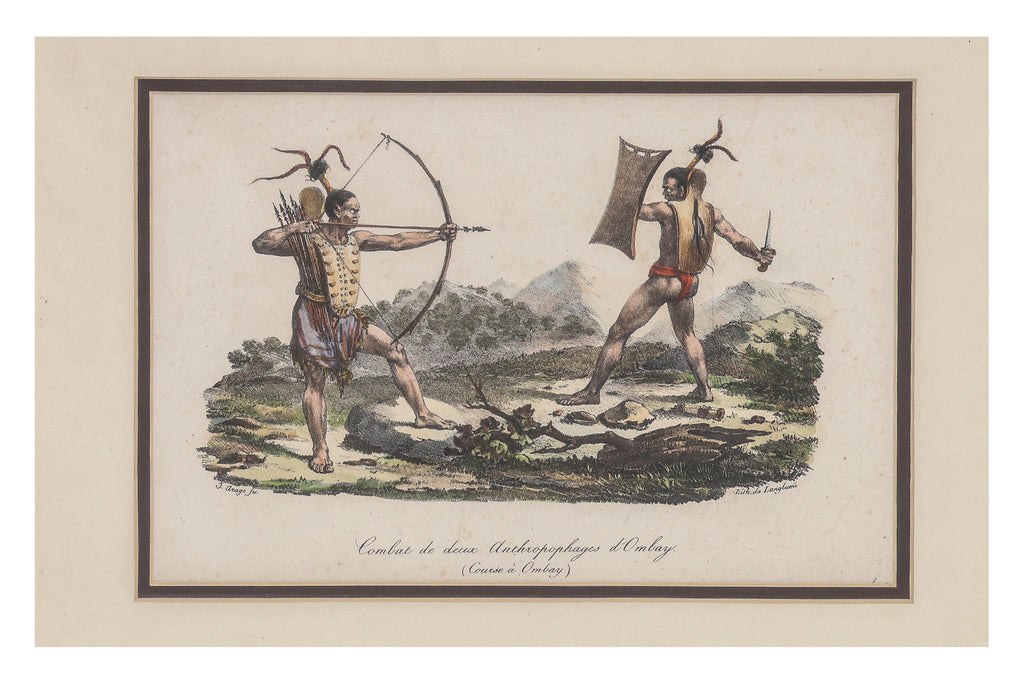 THREE HAND-COLOURED ETHNOGRAPHIC ENGRAVINGS, J ARAGO, 1842