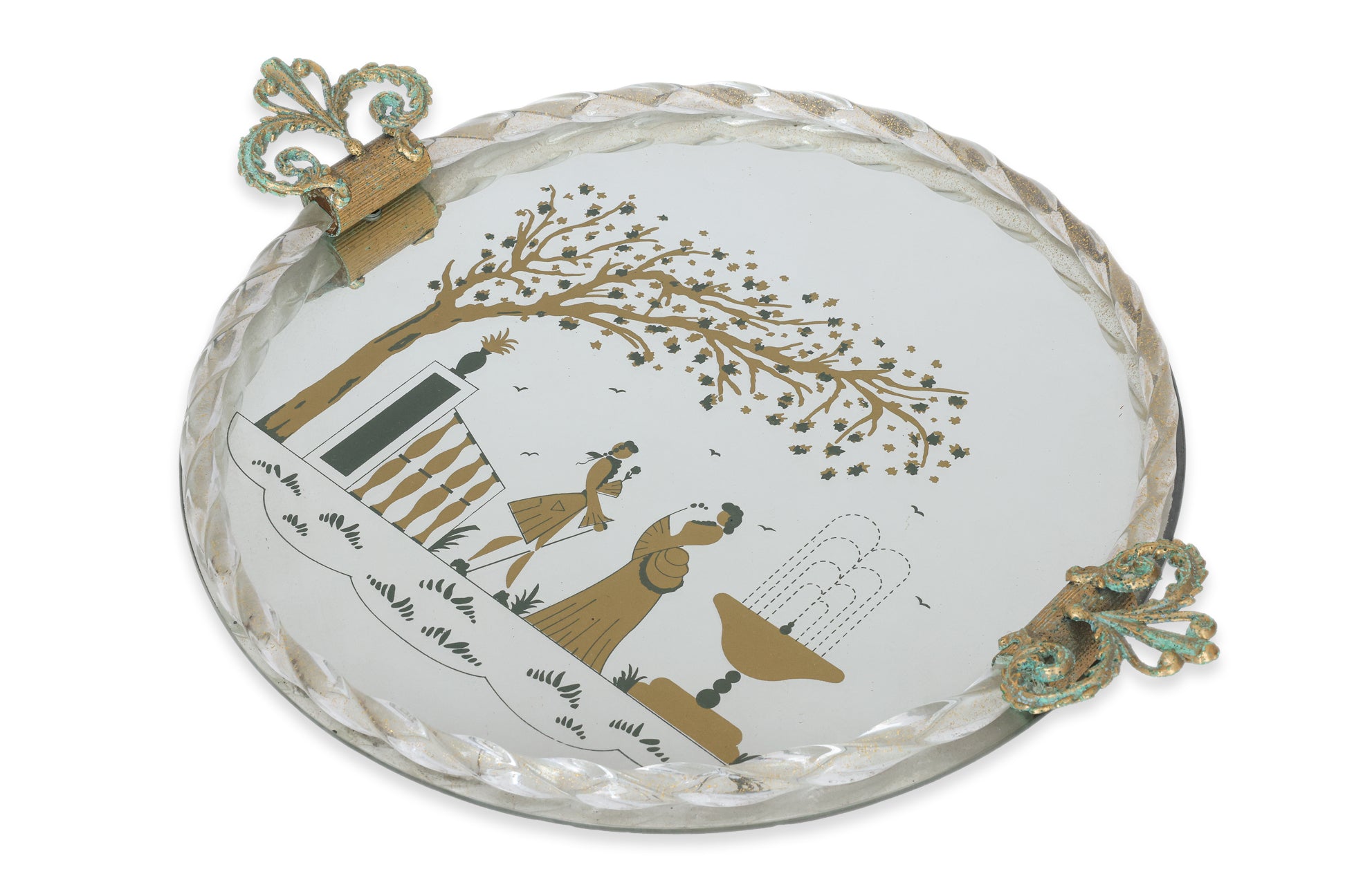A VENETIAN MIRRORED TRAY