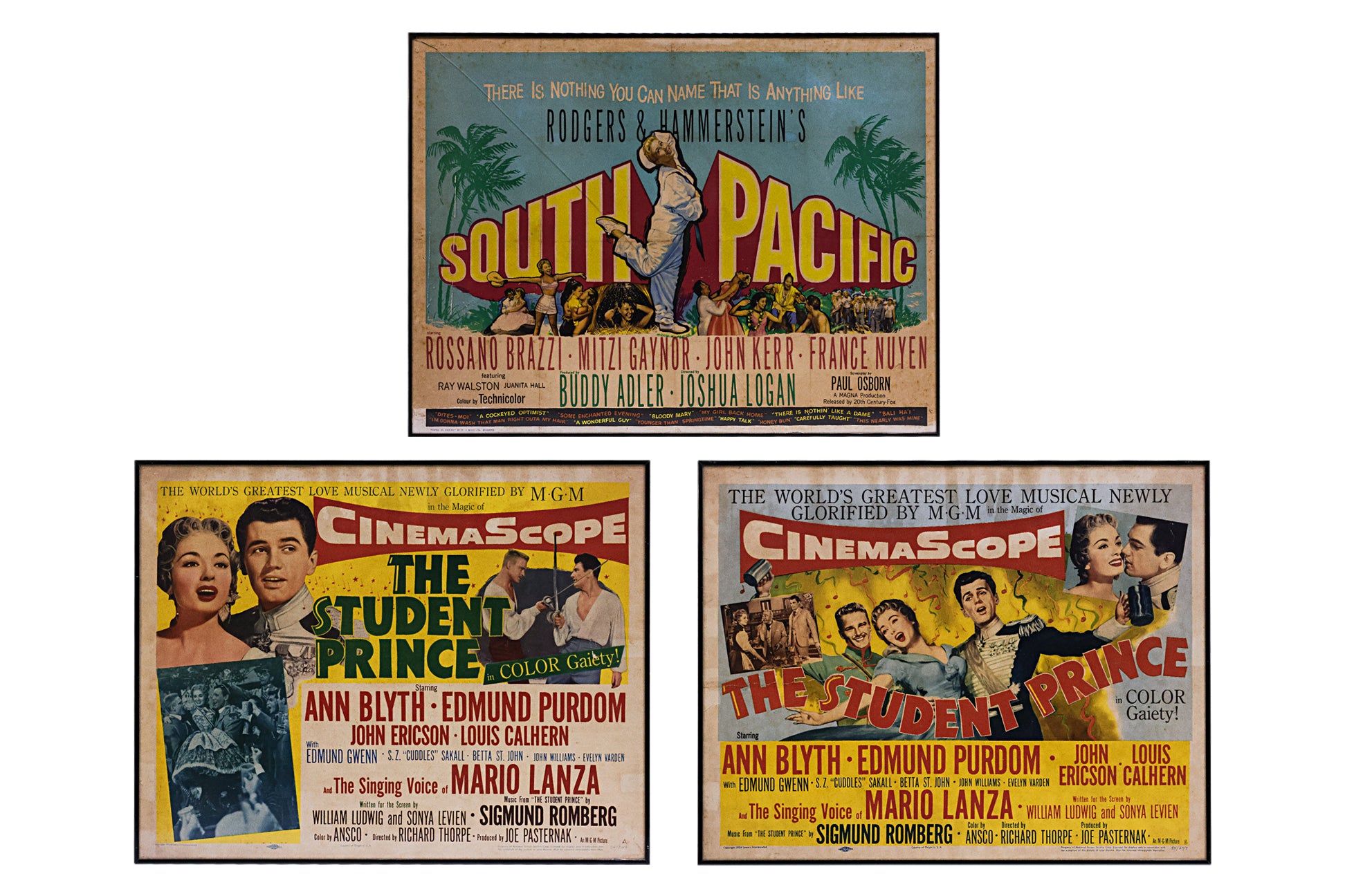 SOUTH PACIFIC (1958), THE STUDENT PRINCE (1954) FILM POSTERS