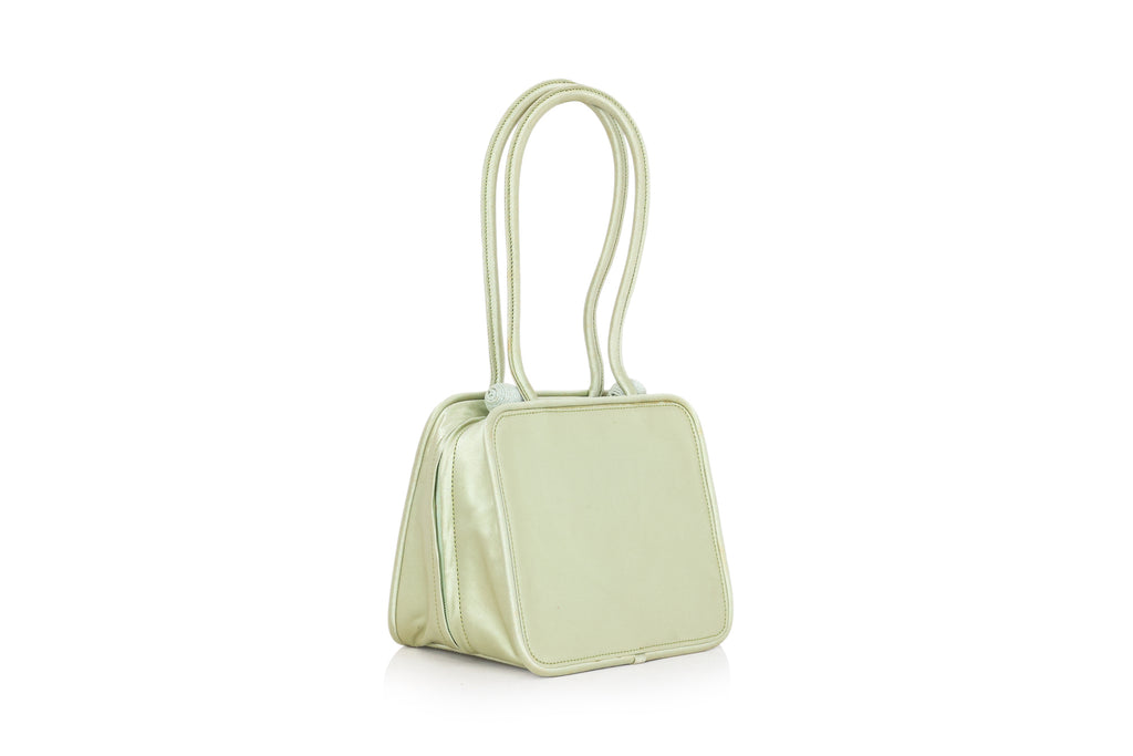 RENAUD PELLEGRINO - A MINT GREEN SATIN HANDBAG