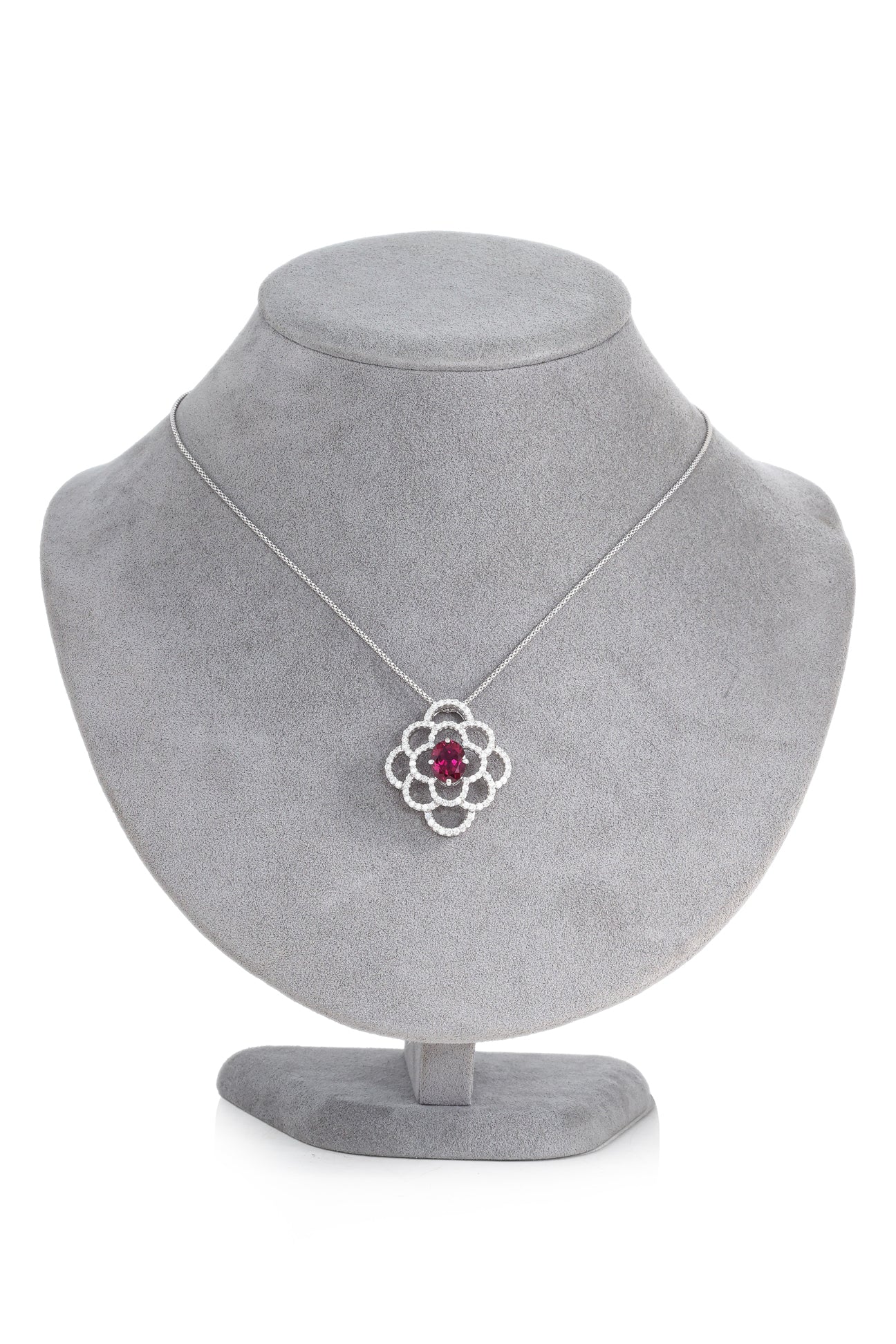 A TOURMALINE AND DIAMOND PENDANT BY JEUNET, WITH A CHAIN