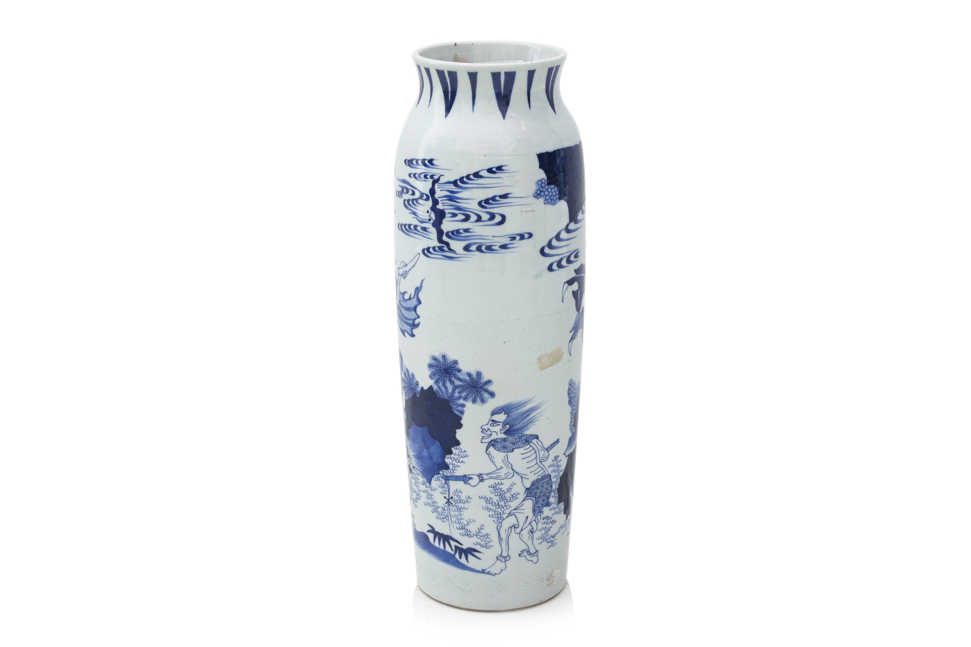 A BLUE AND WHITE 'ZHONG KUI' SLEEVE VASE