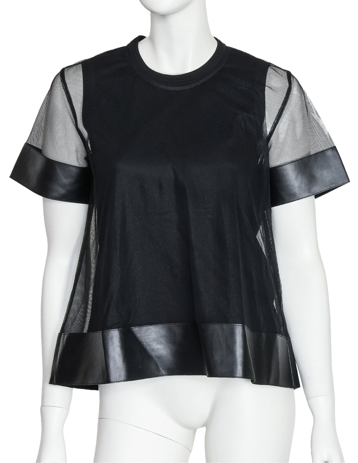 NOIR KEI NINOMIYA - A BLACK POLYESTER AND SYNTHETIC LEATHER TOP, 2017