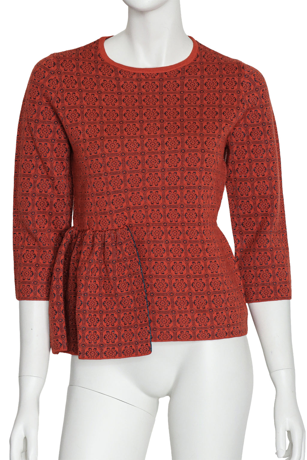 DRIES VAN NOTEN - A TILE PRINT MERINO BLEND TOP