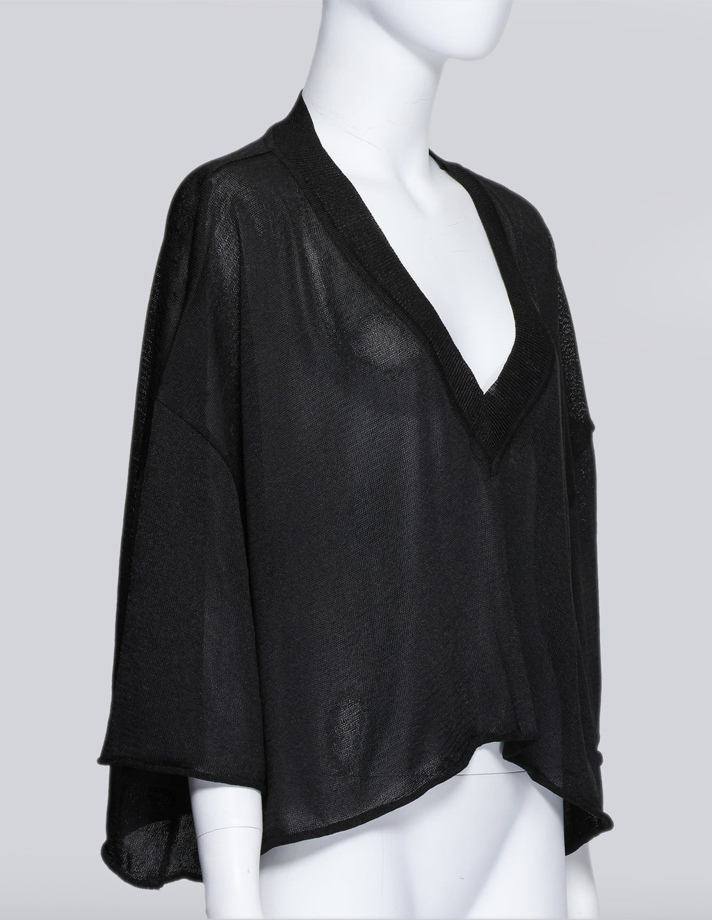 MAISON MARTIN MARGIELA - A SHEER BLACK CROPPED SHIRT