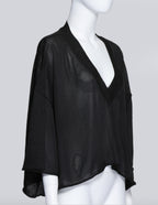 MAISON MARTIN MARGIELA - A SHEER BLACK CROPPED SHIRT
