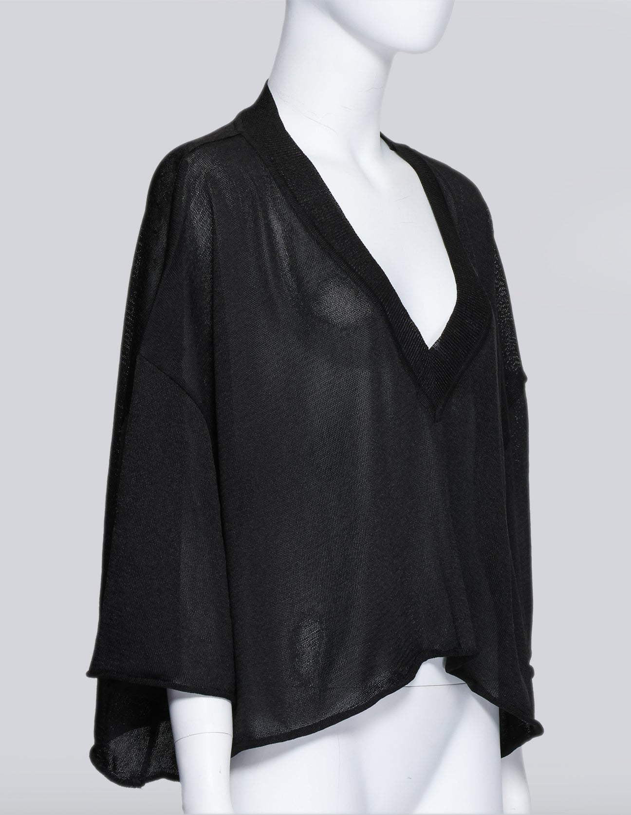MAISON MARTIN MARGIELA - A SHEER BLACK CROPPED SHIRT